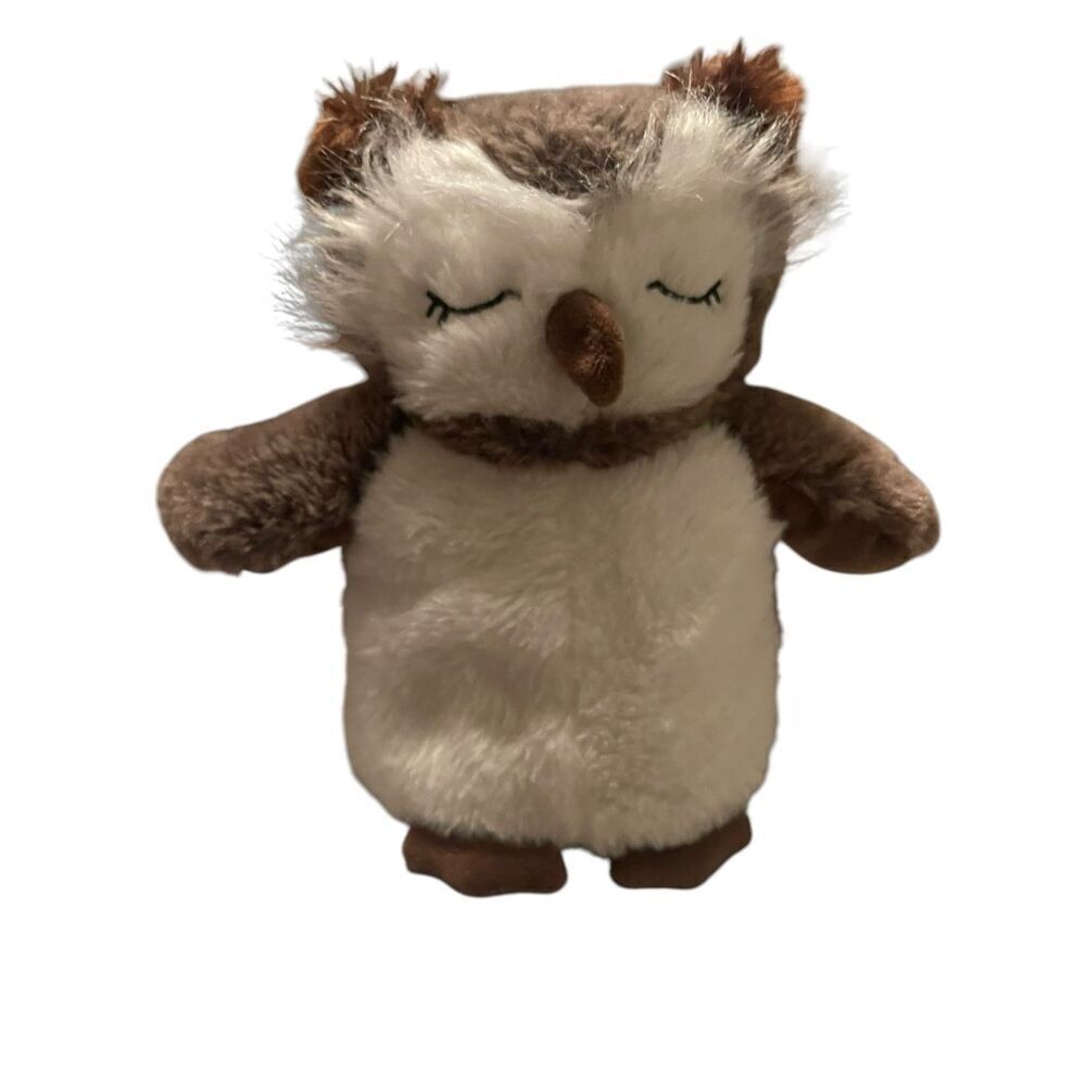 Aroma Home Brown Cream Snuggable Microwave Lavender Scented Owl Plush 9"